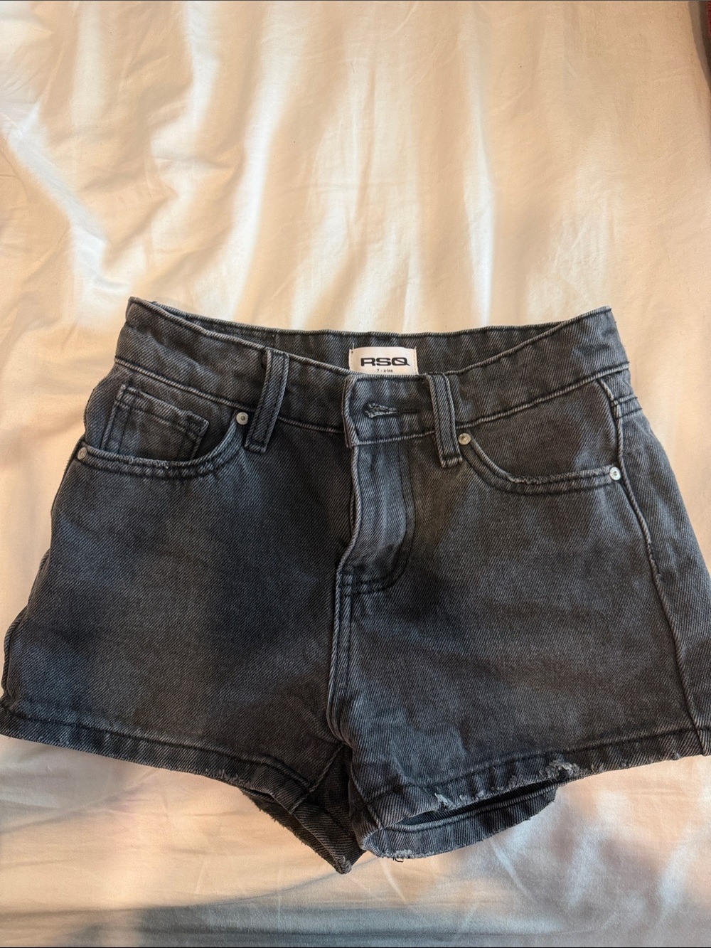 RSQ Charcoal Black High-Rise Denim Shorts